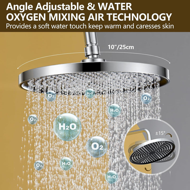 Thermostatic Shower System Stainless Steel 25CM Rain Hand