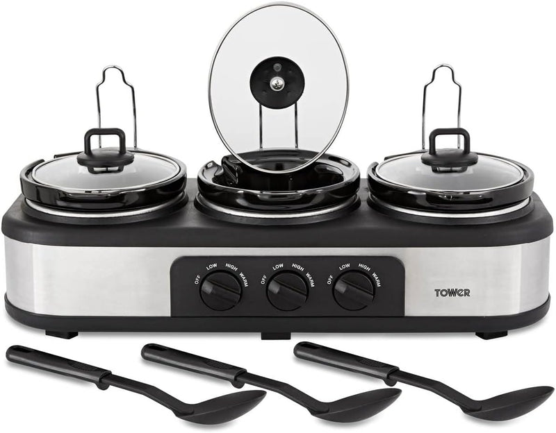 Three Pot Slow Cooker with Independent Temperature Controls