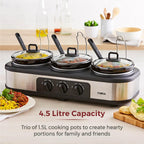 Three Pot Slow Cooker with Independent Temperature Controls