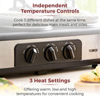 Three Pot Slow Cooker with Independent Temperature Controls