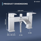 Tidal Square Bath Shower Mixer Tap with Kit
