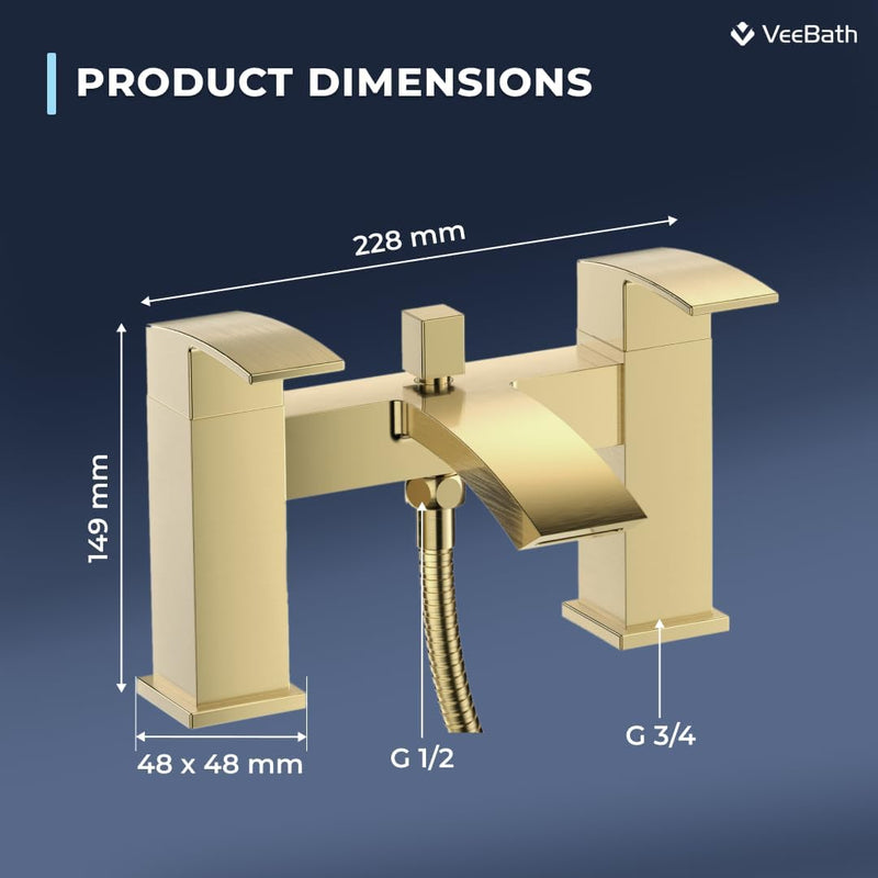 Tidal Square Bath Shower Mixer Tap with Kit
