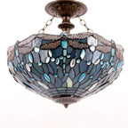 Tiffany Ceiling Light Fixture Sea Stained Glass Dragonfly