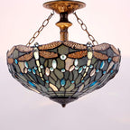 Tiffany Ceiling Light Fixture Sea Stained Glass Dragonfly