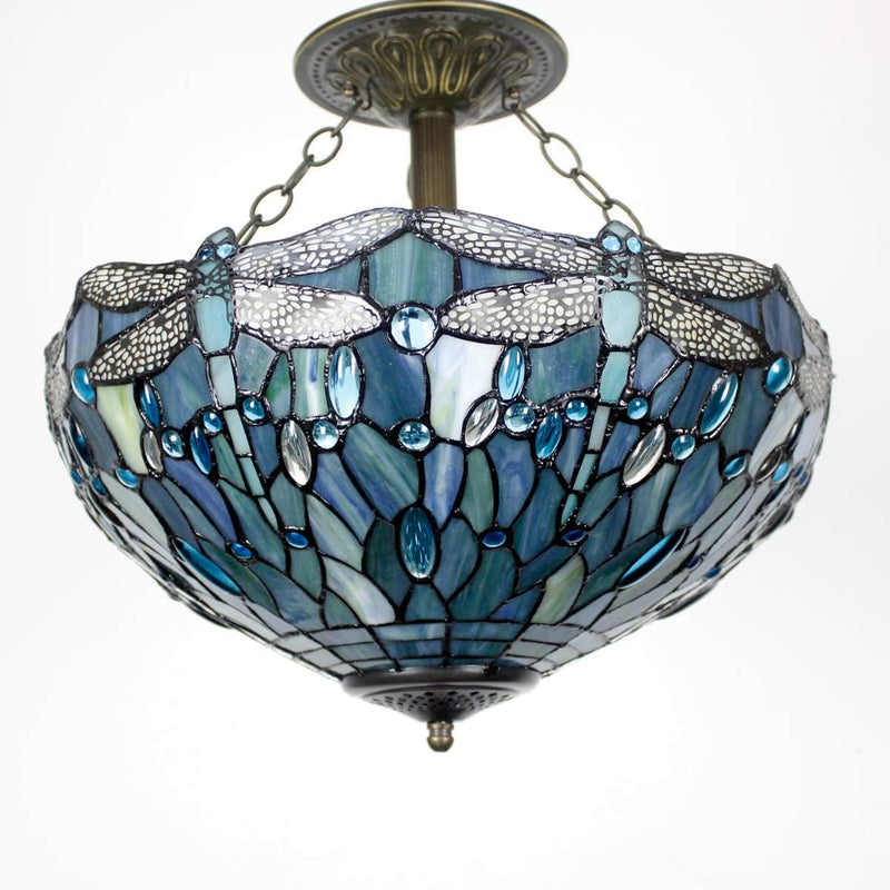 Tiffany Ceiling Light Fixture Sea Stained Glass Dragonfly