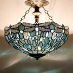 Tiffany Ceiling Light Fixture Sea Stained Glass Dragonfly