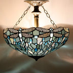 Tiffany Ceiling Light Fixture Sea Stained Glass Dragonfly