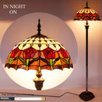 Tiffany Floor Lamp Amber Tulip Flower Stained Glass