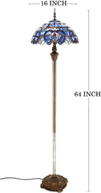 Tiffany Floor Lamp Cloudy Stained Glass Standing Reading