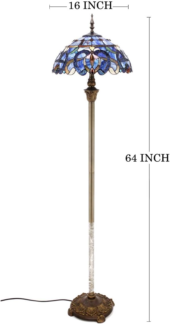 Tiffany Floor Lamp Cloudy Stained Glass Standing Reading