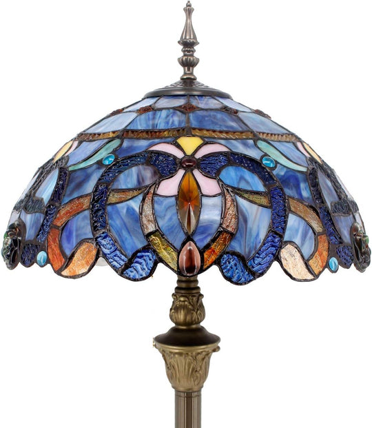Tiffany Floor Lamp Cloudy Stained Glass Standing Reading