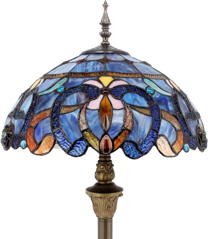 Tiffany Floor Lamp Cloudy Stained Glass Standing Reading