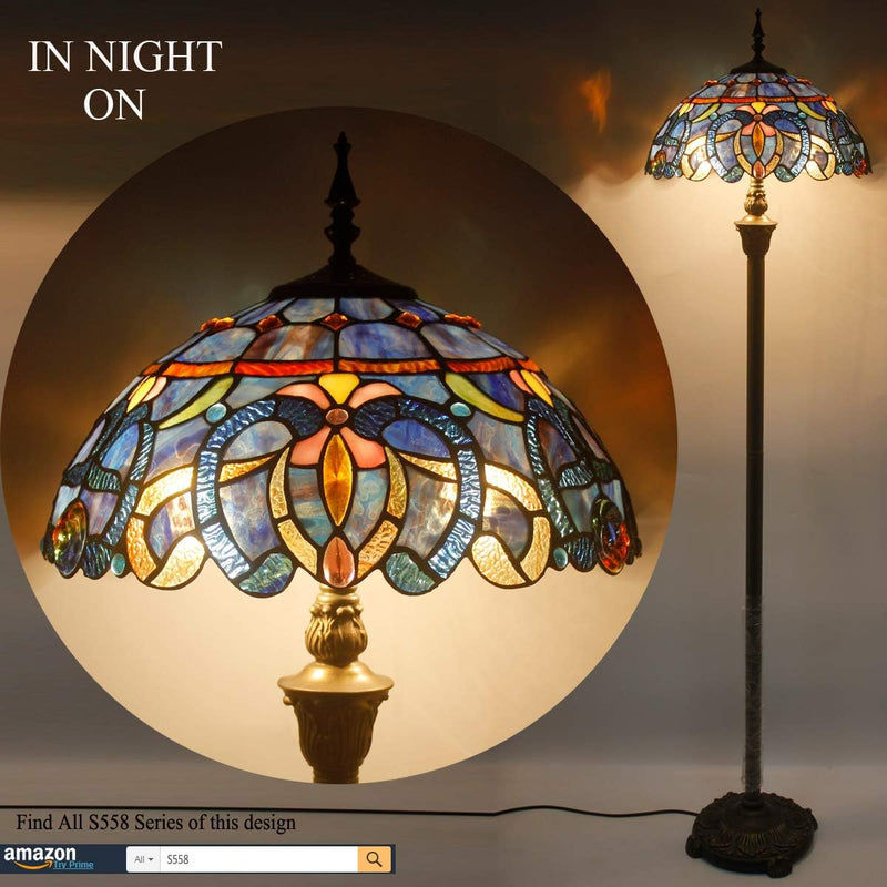 Tiffany Floor Lamp Cloudy Stained Glass Standing Reading