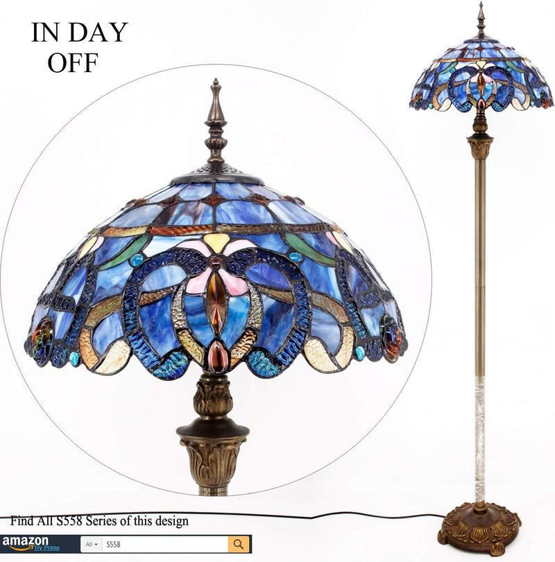 Tiffany Floor Lamp Cloudy Stained Glass Standing Reading