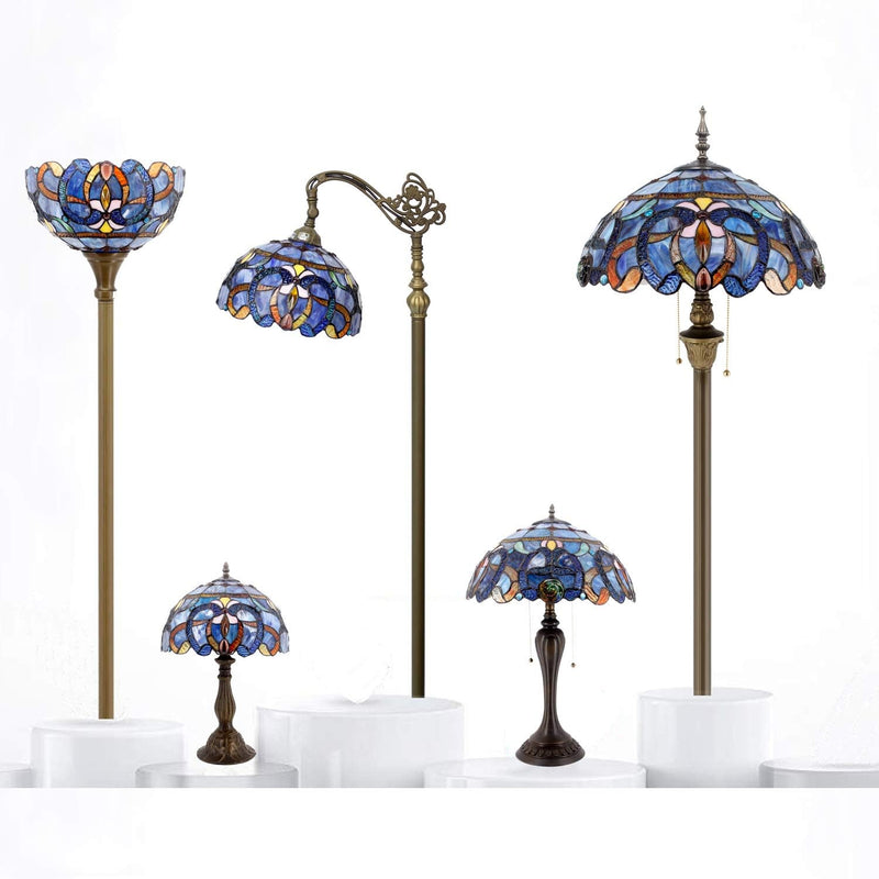Tiffany Floor Lamp Cloudy Stained Glass Standing Reading
