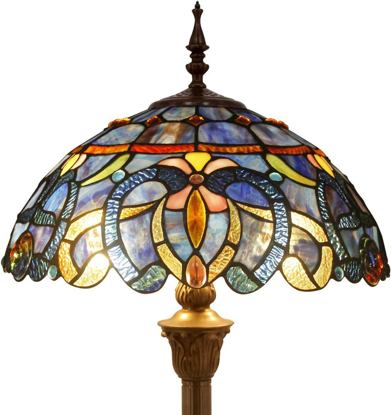 Tiffany Floor Lamp Cloudy Stained Glass Standing Reading