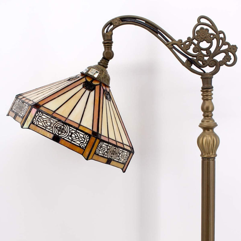 Tiffany Floor Lamp Hexagon Stained Glass Arched
