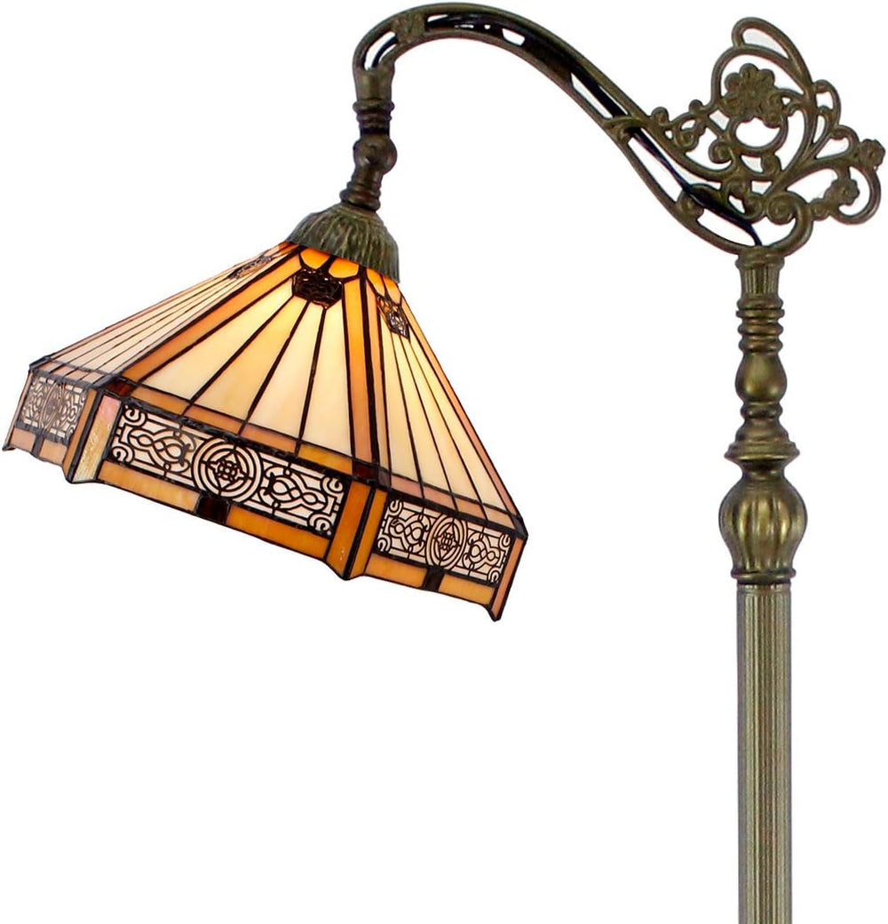 Tiffany Floor Lamp Hexagon Stained Glass Arched