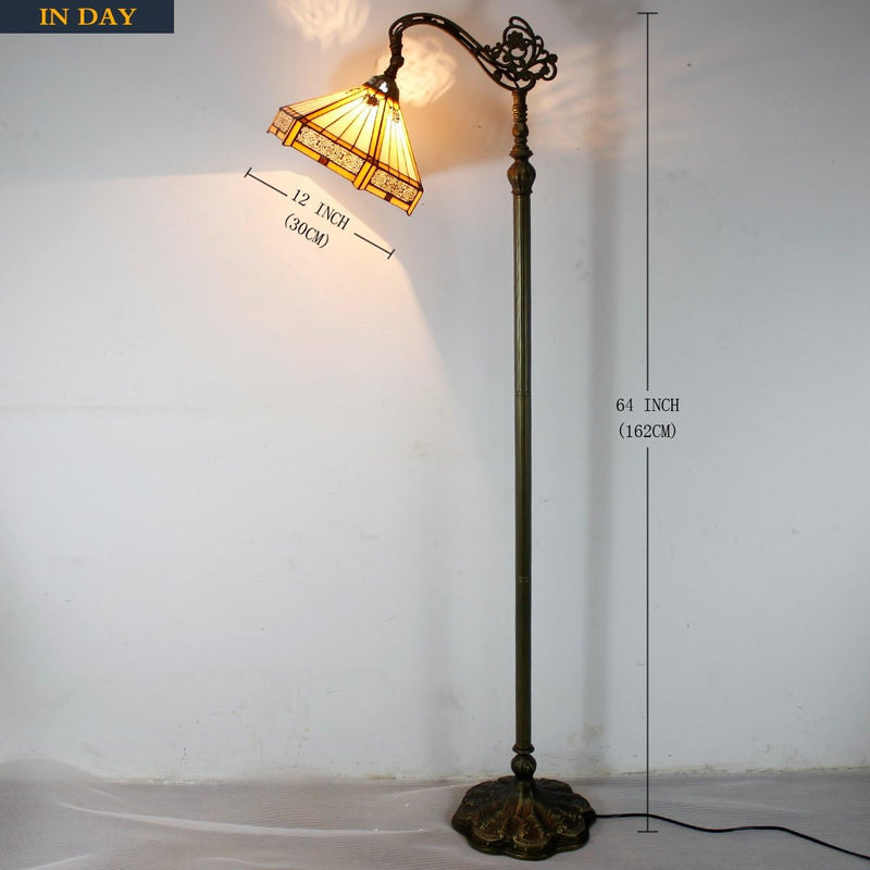 Tiffany Floor Lamp Hexagon Stained Glass Arched