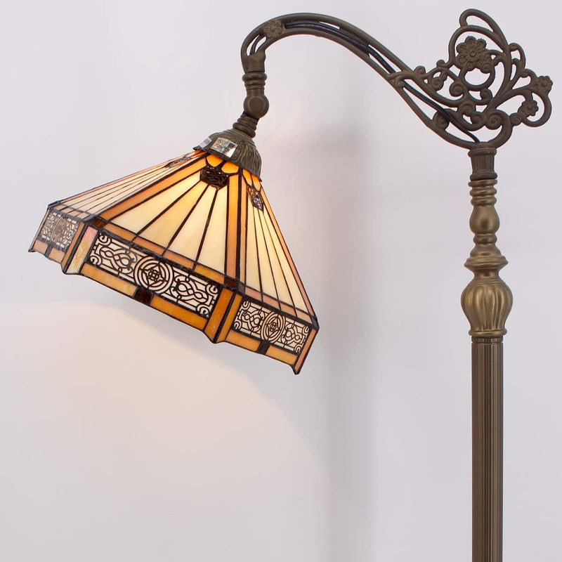 Tiffany Floor Lamp Hexagon Stained Glass Arched