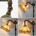 Tiffany Floor Lamp Hexagon Stained Glass Arched
