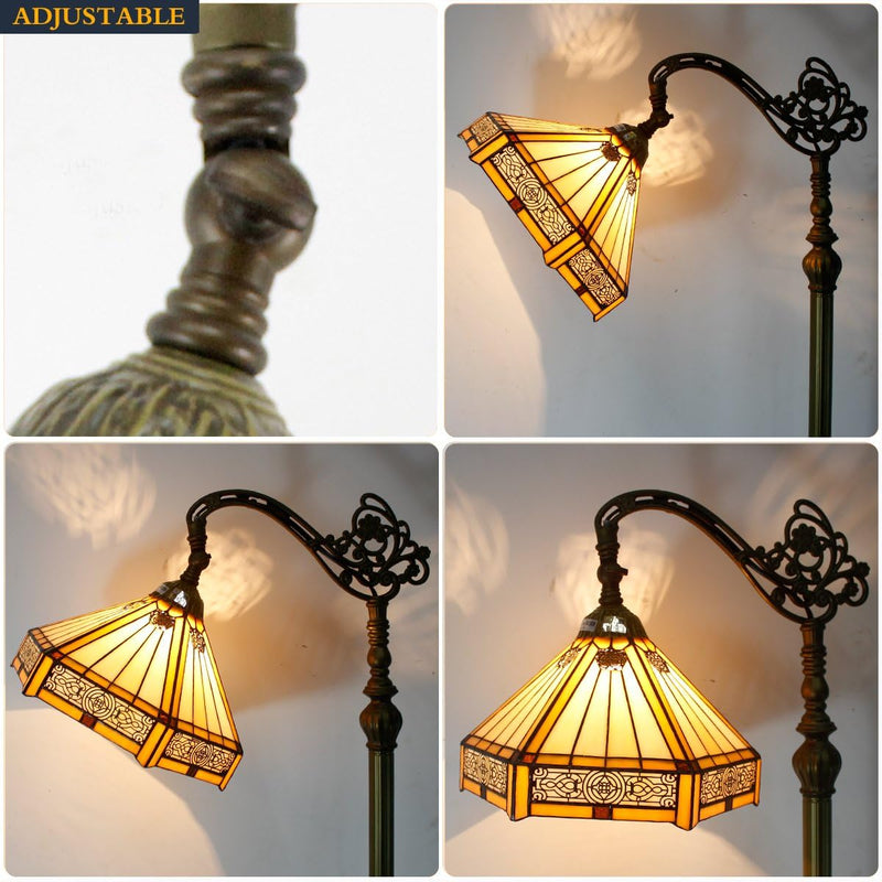 Tiffany Floor Lamp Hexagon Stained Glass Arched