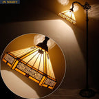 Tiffany Floor Lamp Hexagon Stained Glass Arched