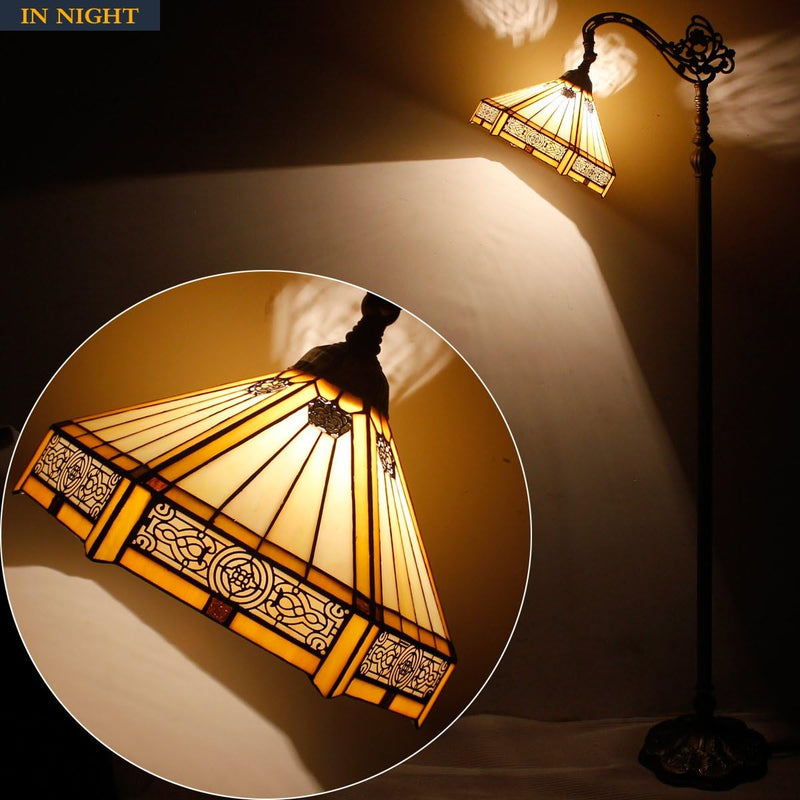 Tiffany Floor Lamp Hexagon Stained Glass Arched