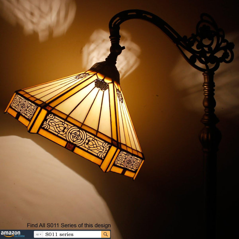 Tiffany Floor Lamp Hexagon Stained Glass Arched
