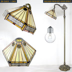 Tiffany Floor Lamp Hexagon Stained Glass Arched