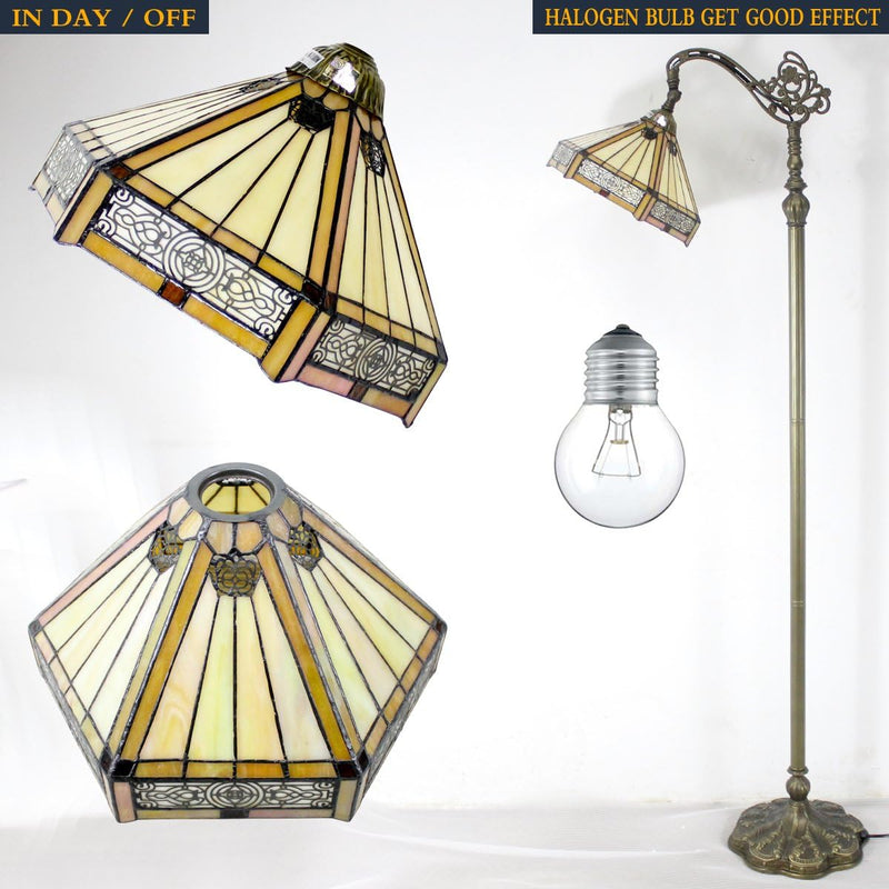 Tiffany Floor Lamp Hexagon Stained Glass Arched