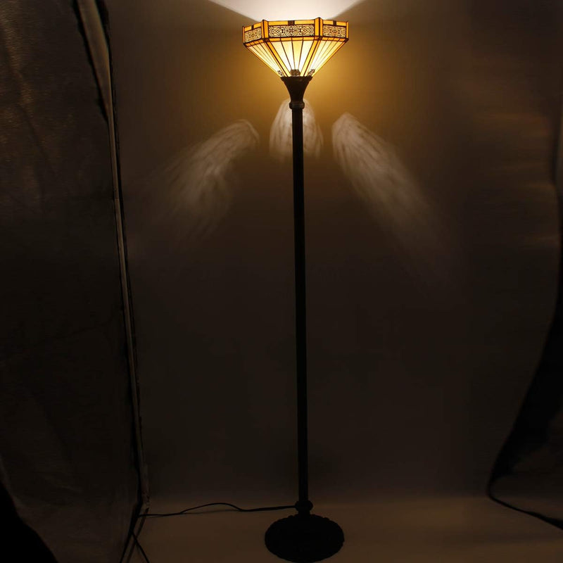Tiffany Floor Lamp Hexagon Stained Glass Mission Light