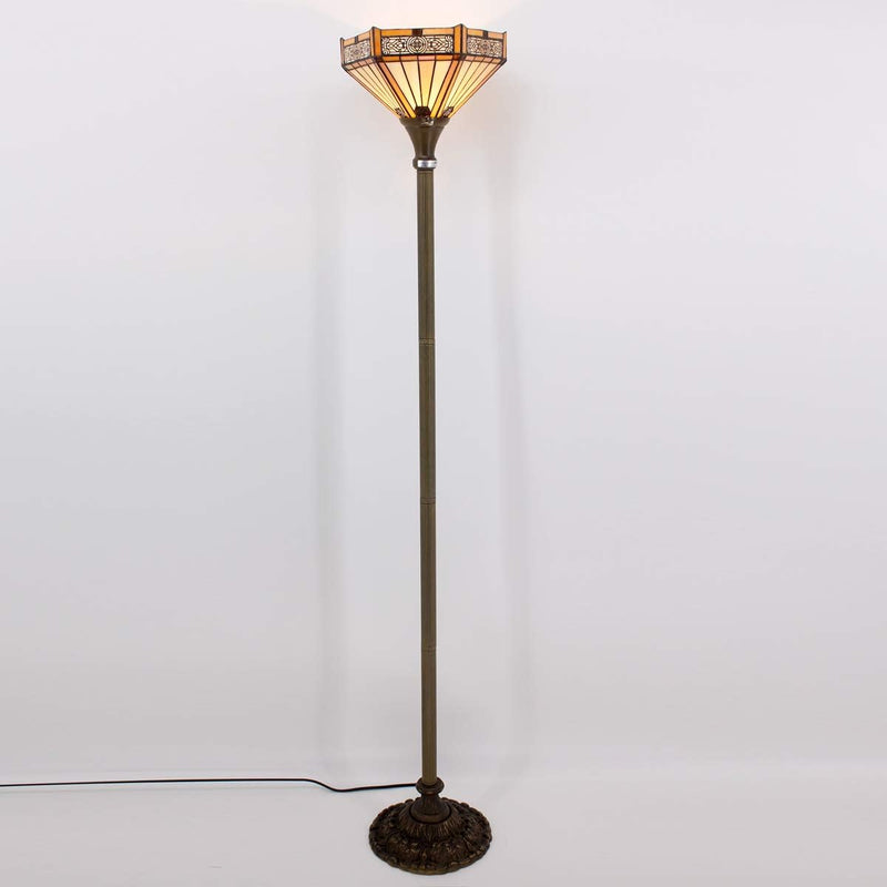 Tiffany Floor Lamp Hexagon Stained Glass Mission Light