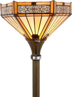 Tiffany Floor Lamp Hexagon Stained Glass Mission Light