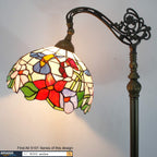 Tiffany Floor Lamp Hummingbird Amber Stained Glass Arched