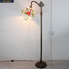Tiffany Floor Lamp Hummingbird Amber Stained Glass Arched