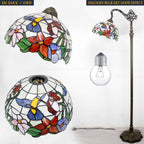 Tiffany Floor Lamp Hummingbird Amber Stained Glass Arched