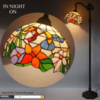 Tiffany Floor Lamp Hummingbird Amber Stained Glass Arched