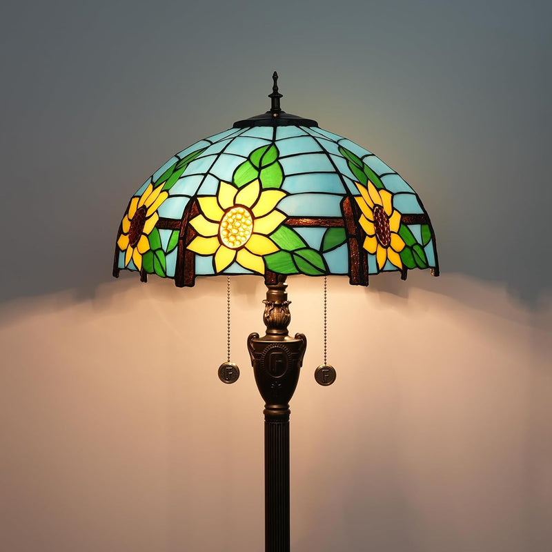 Tiffany Floor Lamp Mediterranean Style Stained Glass Light