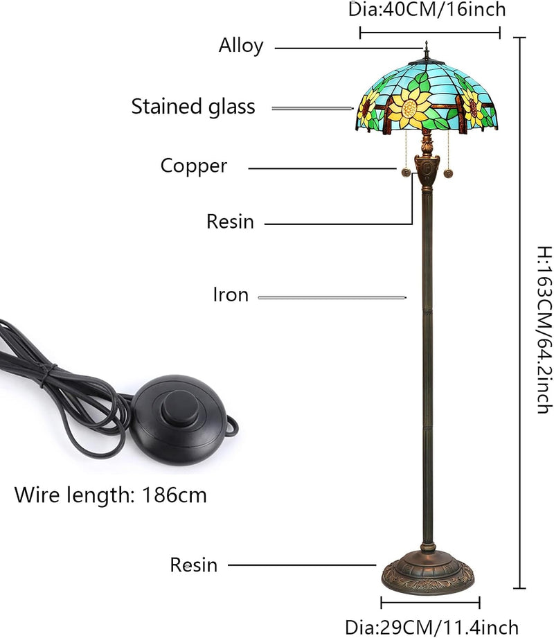 Tiffany Floor Lamp Mediterranean Style Stained Glass Light