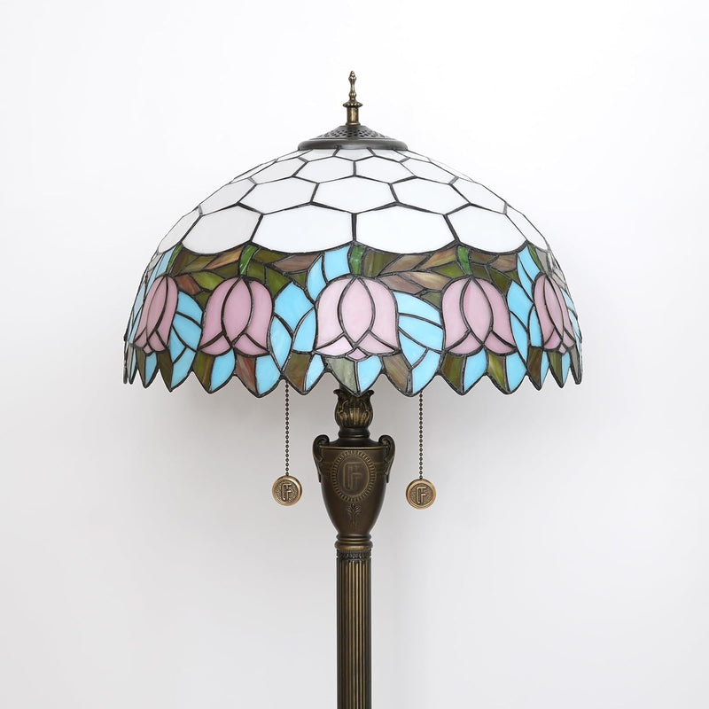 Tiffany Floor Lamp Mediterranean Style Stained Glass Light