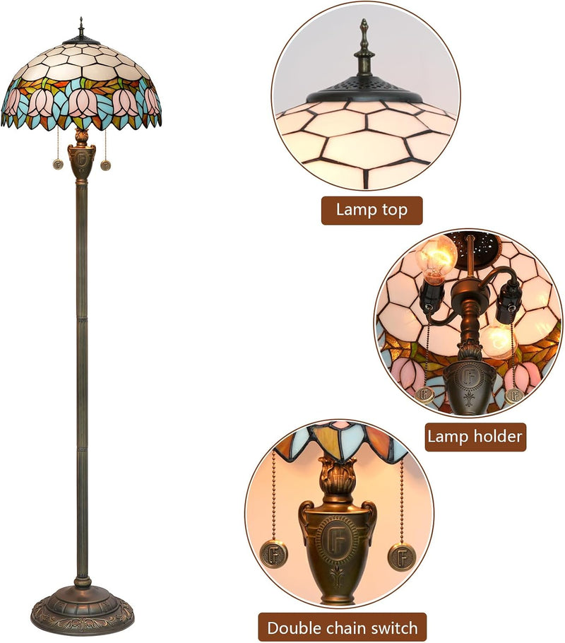Tiffany Floor Lamp Mediterranean Style Stained Glass Light