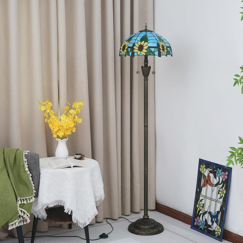 Tiffany Floor Lamp Mediterranean Style Stained Glass Light