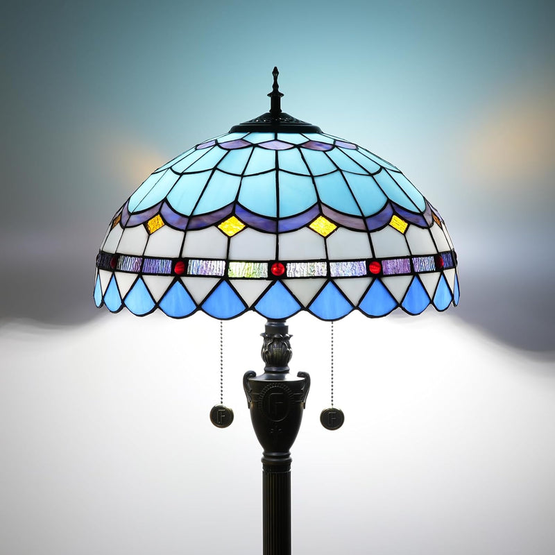 Tiffany Floor Lamp Mediterranean Style Stained Glass Light