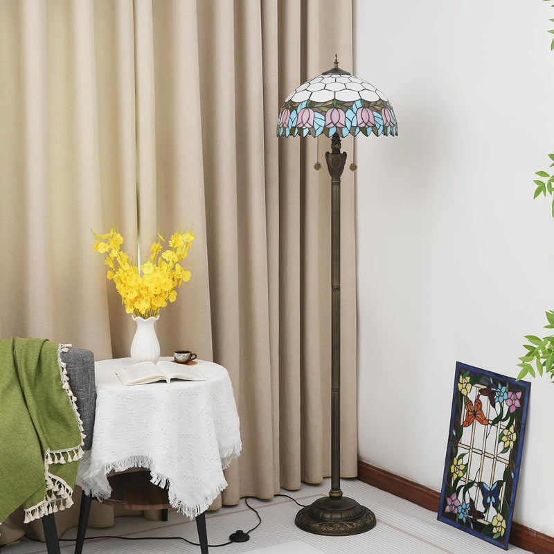 Tiffany Floor Lamp Mediterranean Style Stained Glass Light