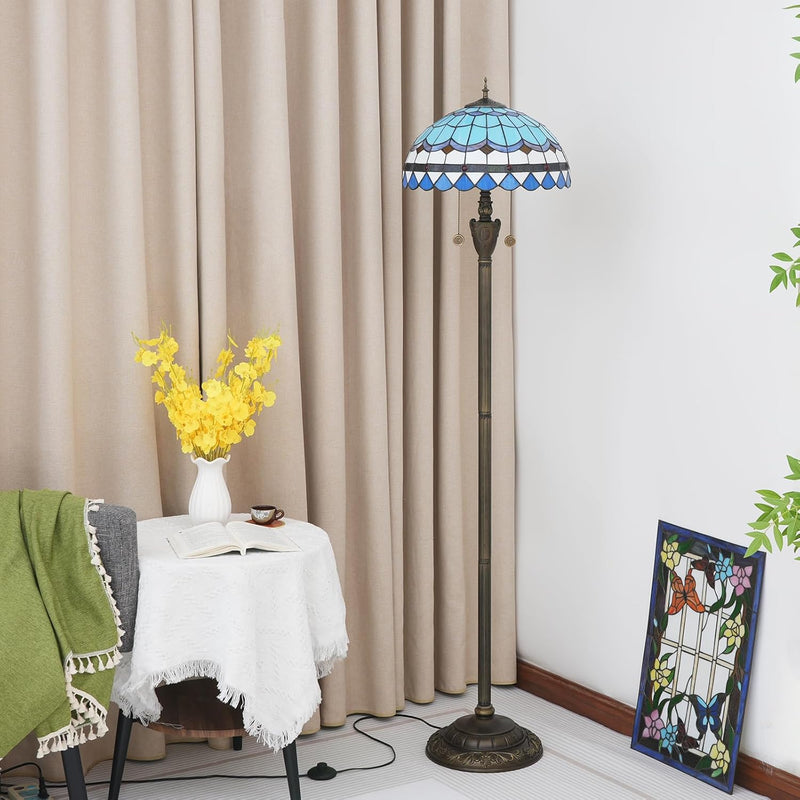 Tiffany Floor Lamp Mediterranean Style Stained Glass Light