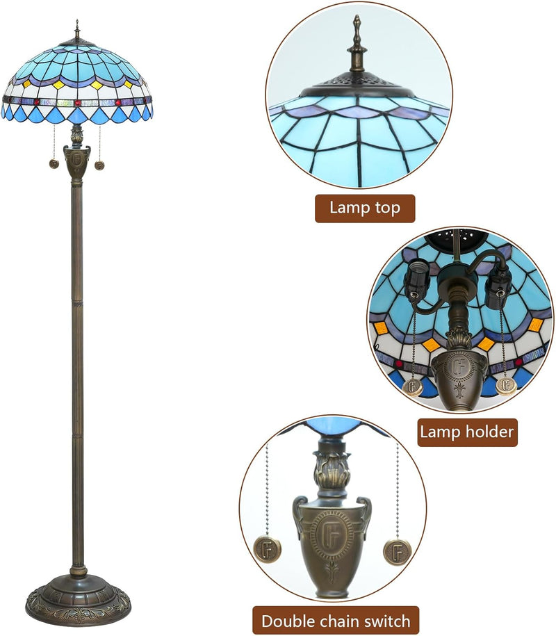 Tiffany Floor Lamp Mediterranean Style Stained Glass Light