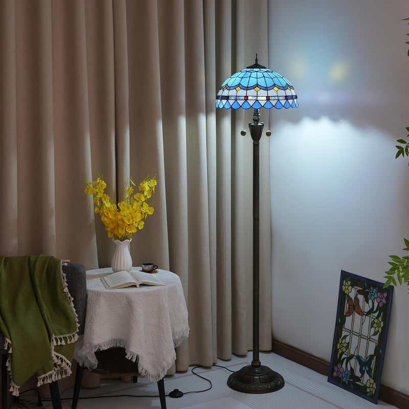 Tiffany Floor Lamp Mediterranean Style Stained Glass Light