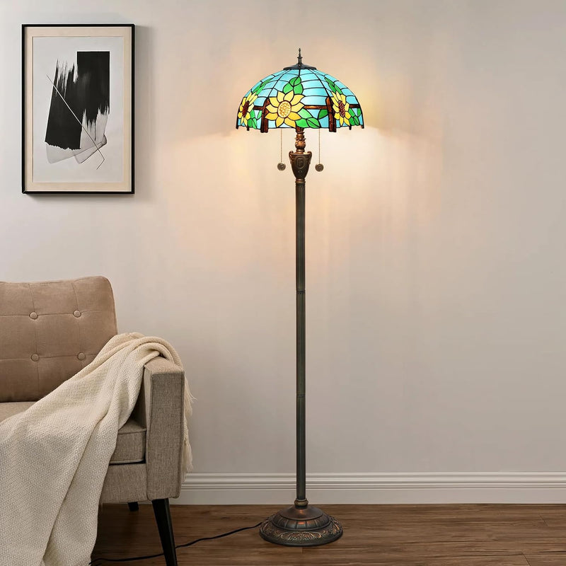 Tiffany Floor Lamp Mediterranean Style Stained Glass Light