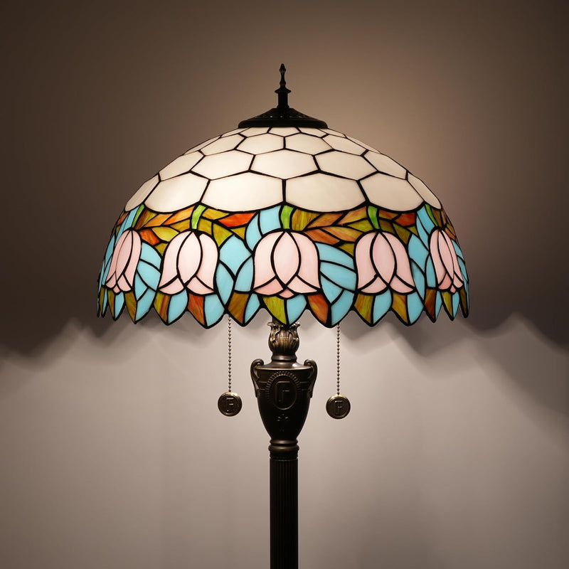 Tiffany Floor Lamp Mediterranean Style Stained Glass Light